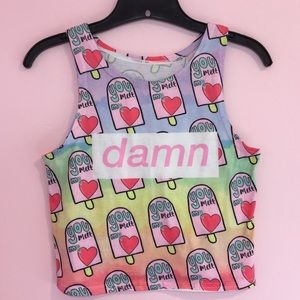 Colorful Kawaii Melt My Heart Crop Top (OS/M) ❣️